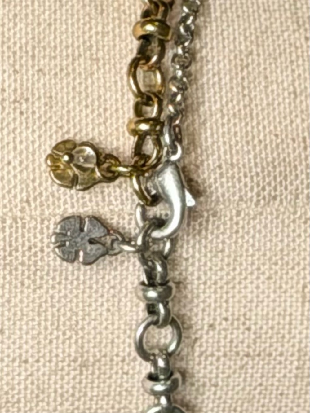 Lucky Brand Two-Tone Gold and Silver Charm Necklace, adjustable 16-21 inches. - Picture 6 of 15